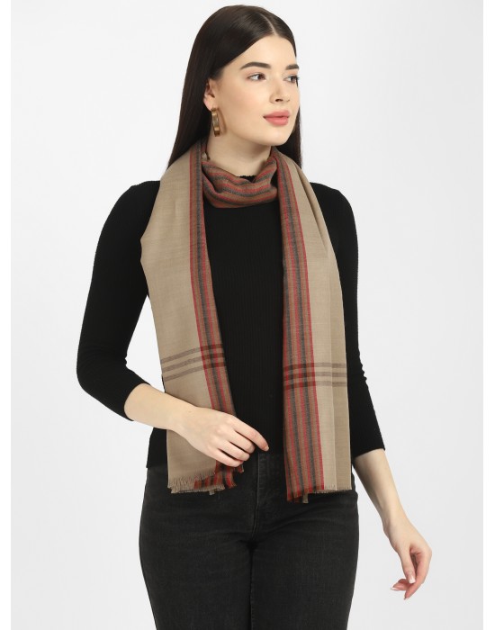 Women plain design with side border brown 